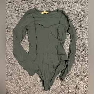 Green seamed bodysuit